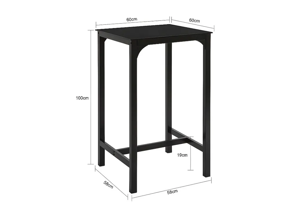 SoBuy OGT38-SCH Vierkante Bartafel Keuken Hoge Tafel Hoge Eettafel Eettafel Glasblad Stevige Stalen Poten