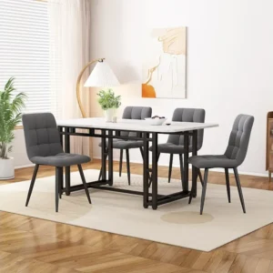 Table de salle à mange rectangulaire 120x70cm - style légère de luxe plateau en marbre Structure en métal pour salle à man...