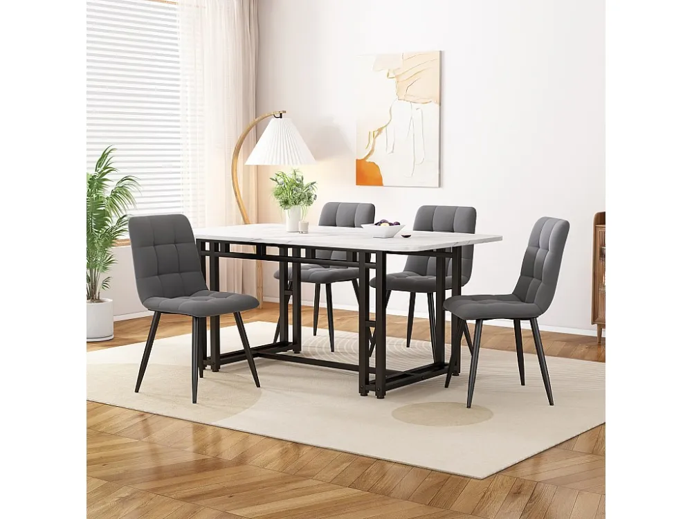 Table de salle à mange rectangulaire 120x70cm - style légère de luxe plateau en marbre Structure en métal pour salle à man...