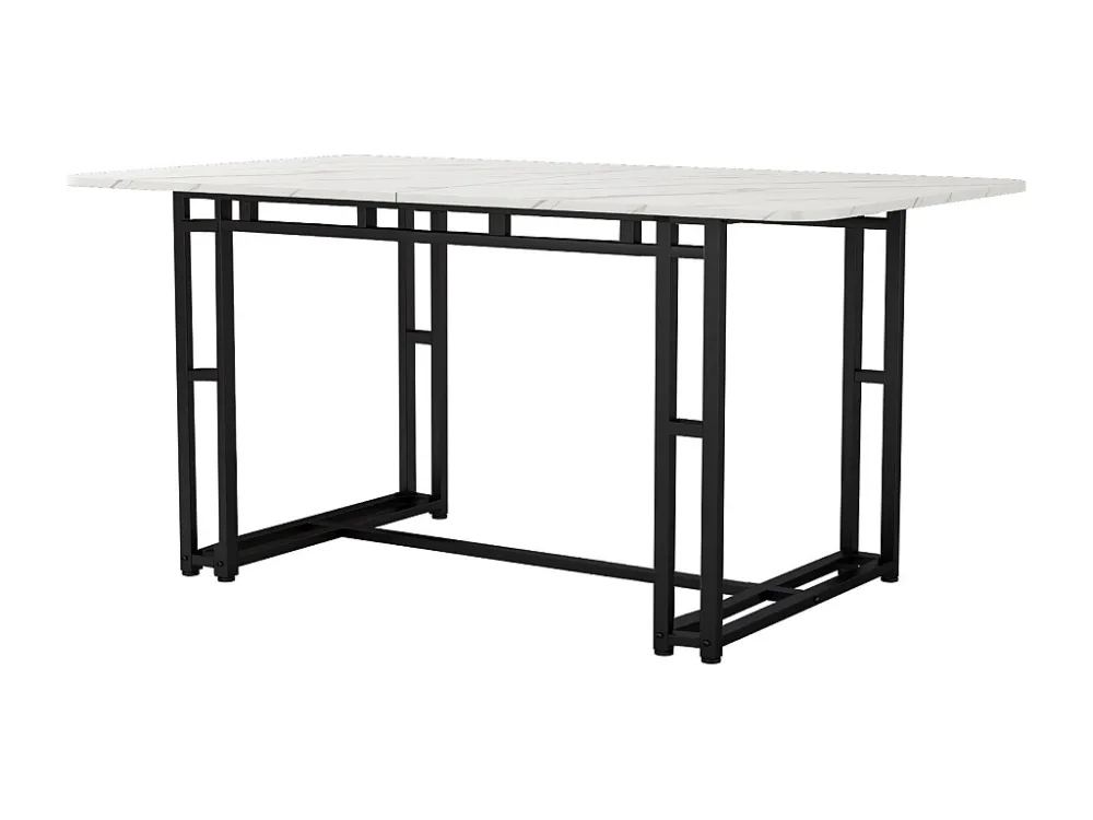 Table de salle à mange rectangulaire 120x70cm - style légère de luxe plateau en marbre Structure en métal pour salle à man...