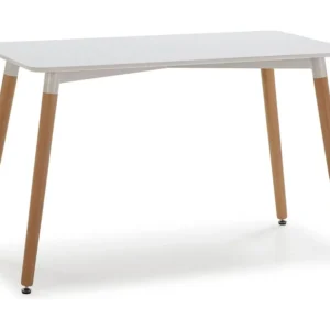 Eettafel Aroa 120x60 cm Wit, Poten van Beukenhout, 120 x 60 cm VS Venta-stock