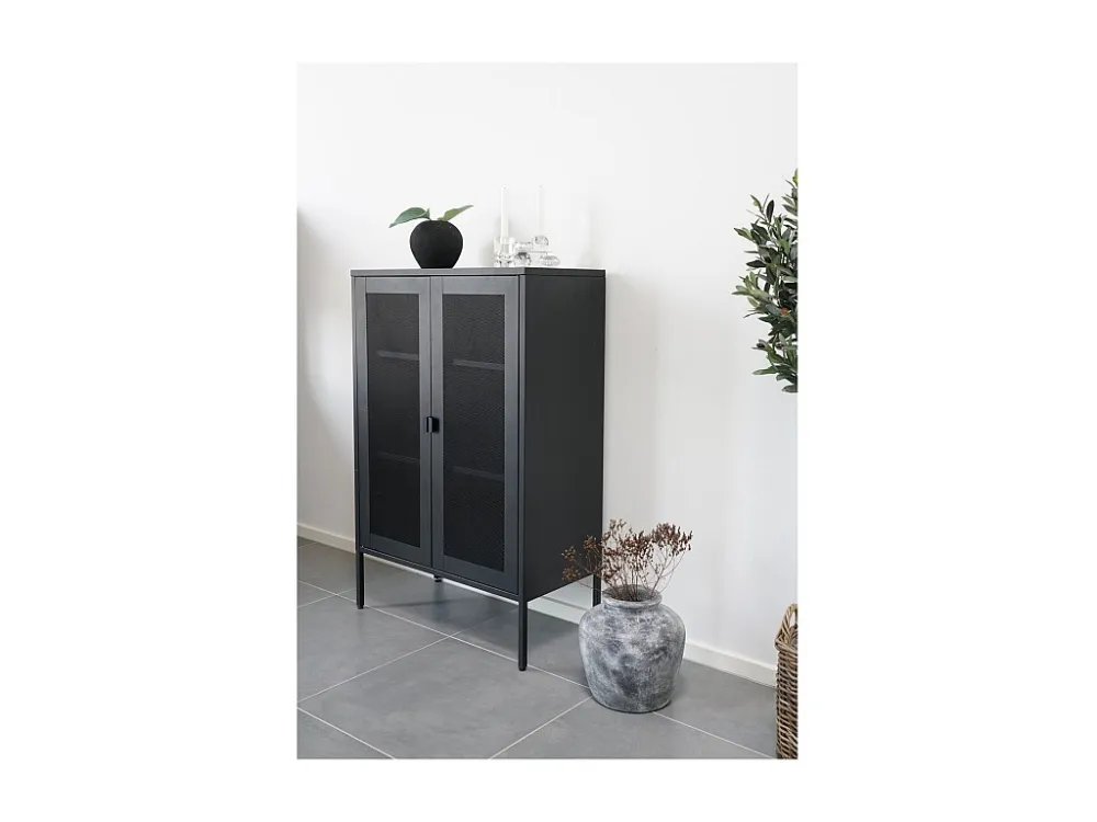 Vitrine de Salon Melbourne, Noir, 40x80x120 cm, EPIKASA