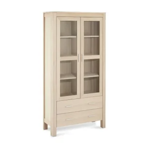 Vitrinekast Paris - 2 deuren, 2 laden - Massief eikenhout & MDF - Naturel Furnhouse