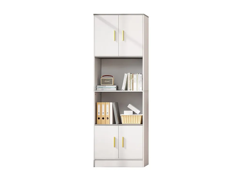 Vitrine met 4 deuren en 2 planken - 60 x 40 x 180 cm - Spaanplaat - Wit Merax