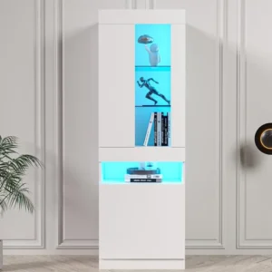 Vetrina con anta e LED - Altezza 180cm - Bianca ModernLuxe