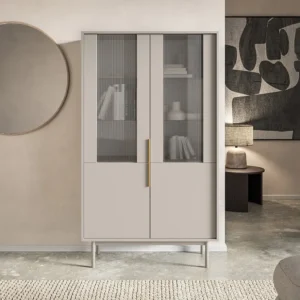 Vitrine met 2 deuren - Kleur: beige - DABRIANA