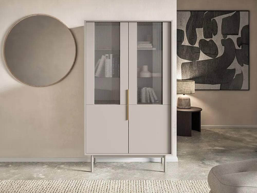 Vitrine met 2 deuren - Kleur: beige - DABRIANA