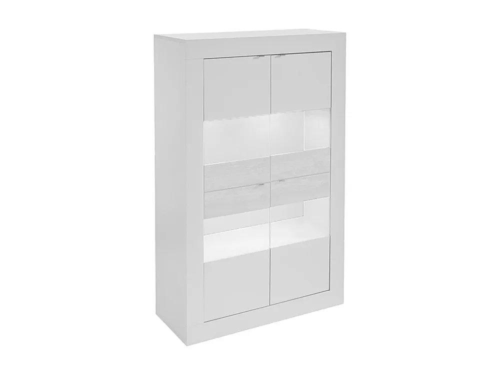 Vitrinekast COMETE - Met led-verlichting - 4 deuren - Wit