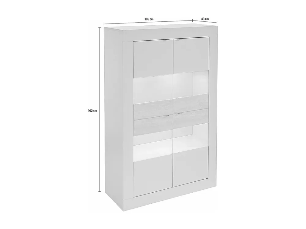 Vitrinekast COMETE - Met led-verlichting - 4 deuren - Wit