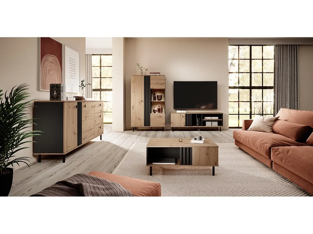 Vitrinekast MADIS SC90 2D 90x40x149 Beige