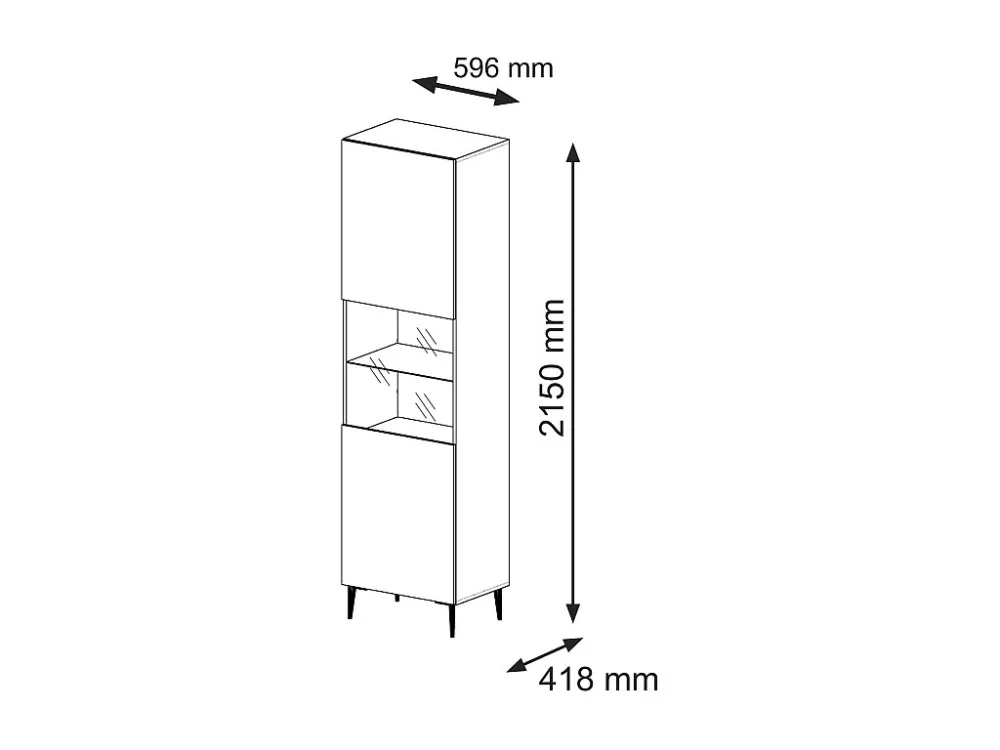 Vitrinekast RAVENNA B SC60 1D 60x42x215 Zwart