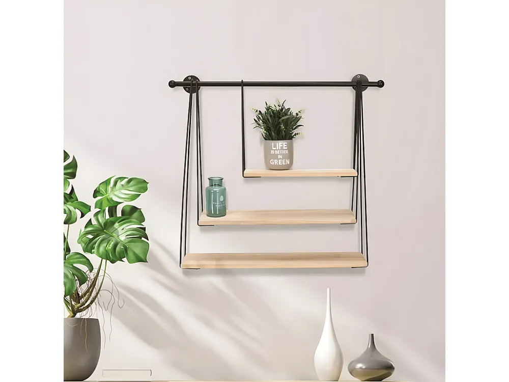 Wandgemonteerde draadrek met 3 niveaus 67,5 cm x 62 cm Calicosy
