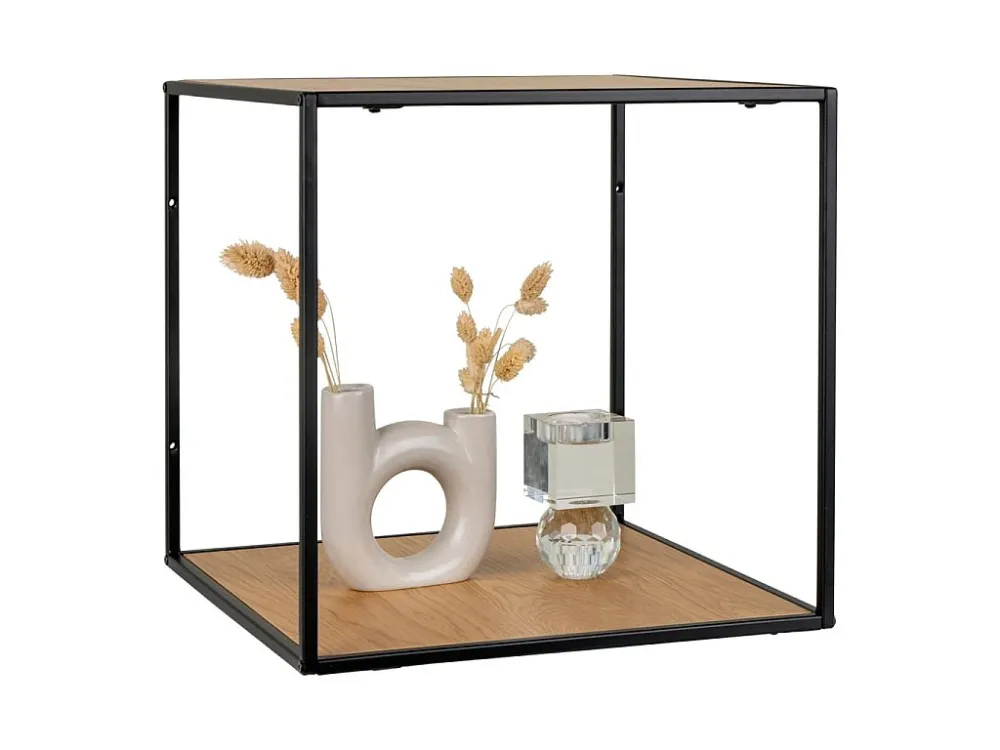 Vita wandplank met 1 schap, zwart, eikenhouten decor. House Nordic