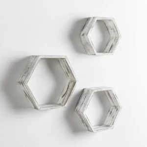 Set van 3 zeshoekige witte Nuno wandplanken VS Venta-stock
