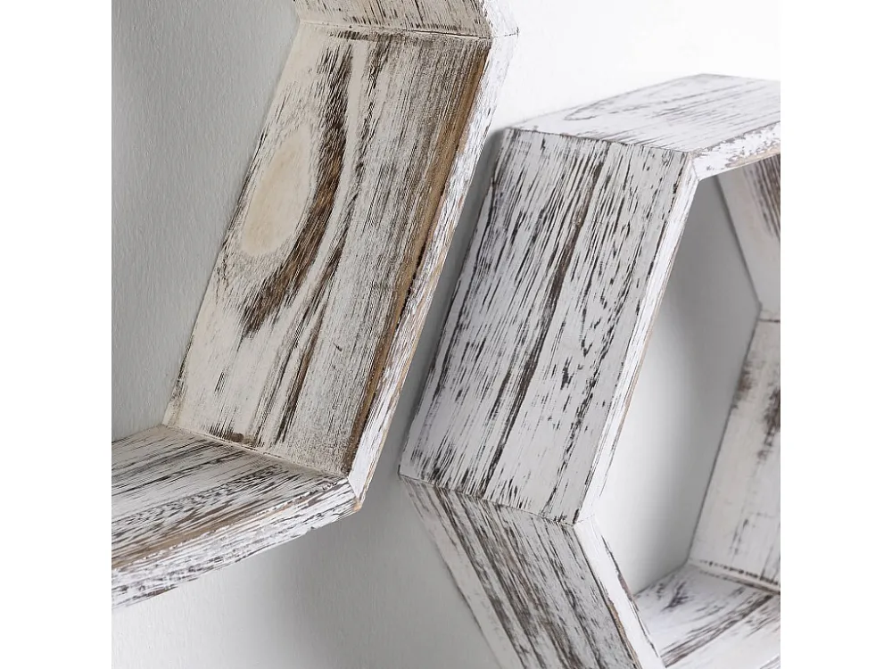 Set van 3 zeshoekige witte Nuno wandplanken VS Venta-stock