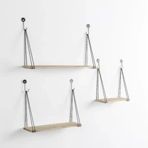 Set van 3 zwarte metalen wandplanken Airas VS Venta-stock