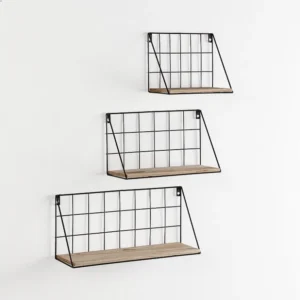 Set van 3 zwarte metalen wandplanken Amede VS Venta-stock