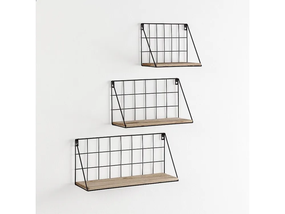 Set van 3 zwarte metalen wandplanken Amede VS Venta-stock