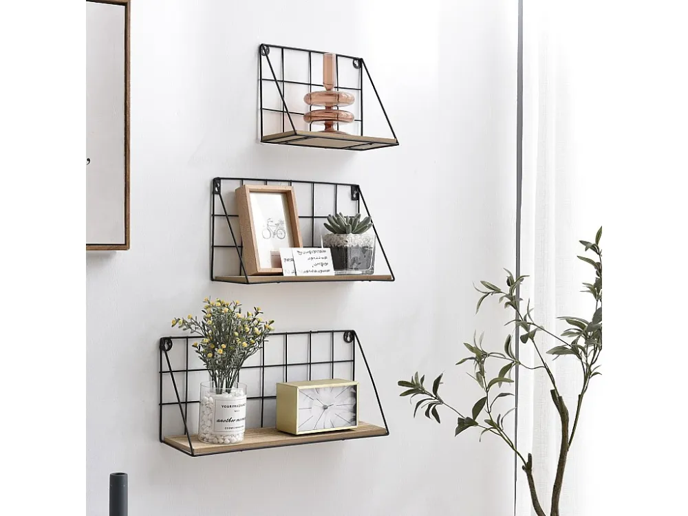 Set van 3 zwarte metalen wandplanken Amede VS Venta-stock