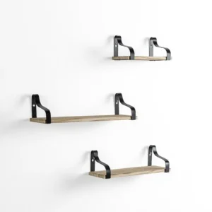 Set van 3 zwarte metalen wandplanken van Bemol. VS Venta-stock