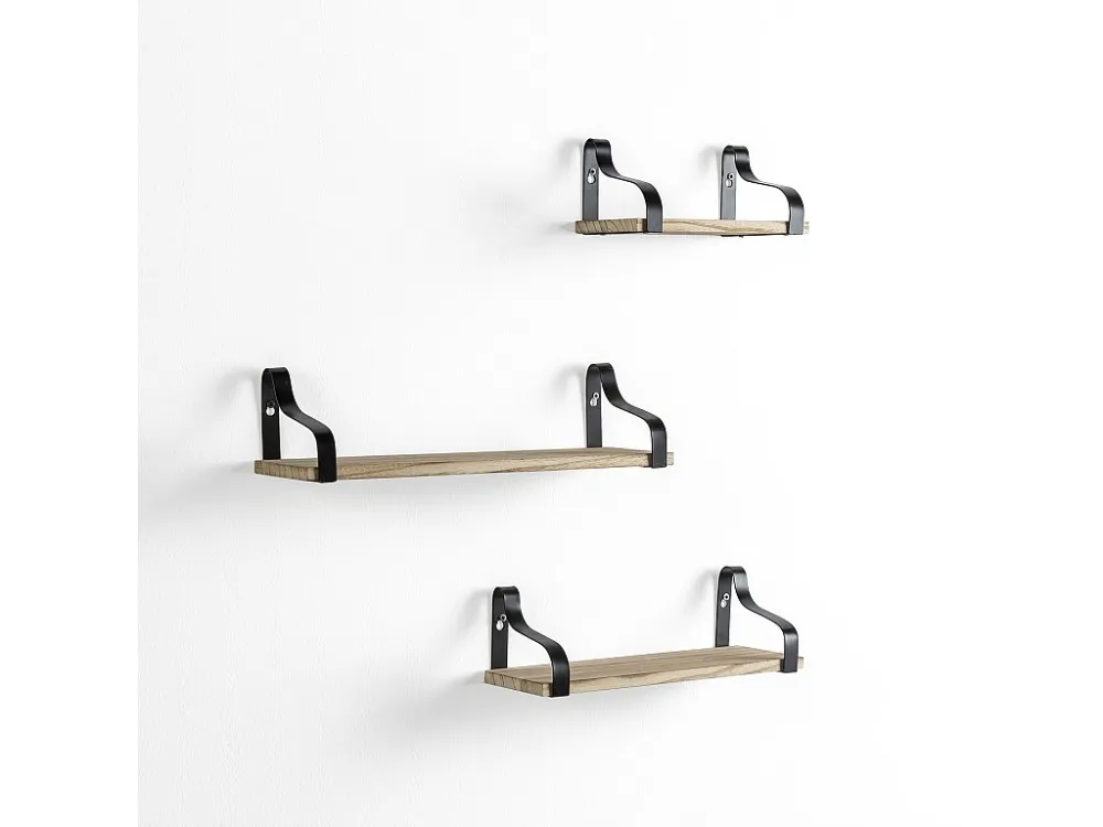 Set van 3 zwarte metalen wandplanken van Bemol. VS Venta-stock