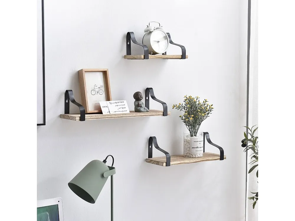 Set van 3 zwarte metalen wandplanken van Bemol. VS Venta-stock