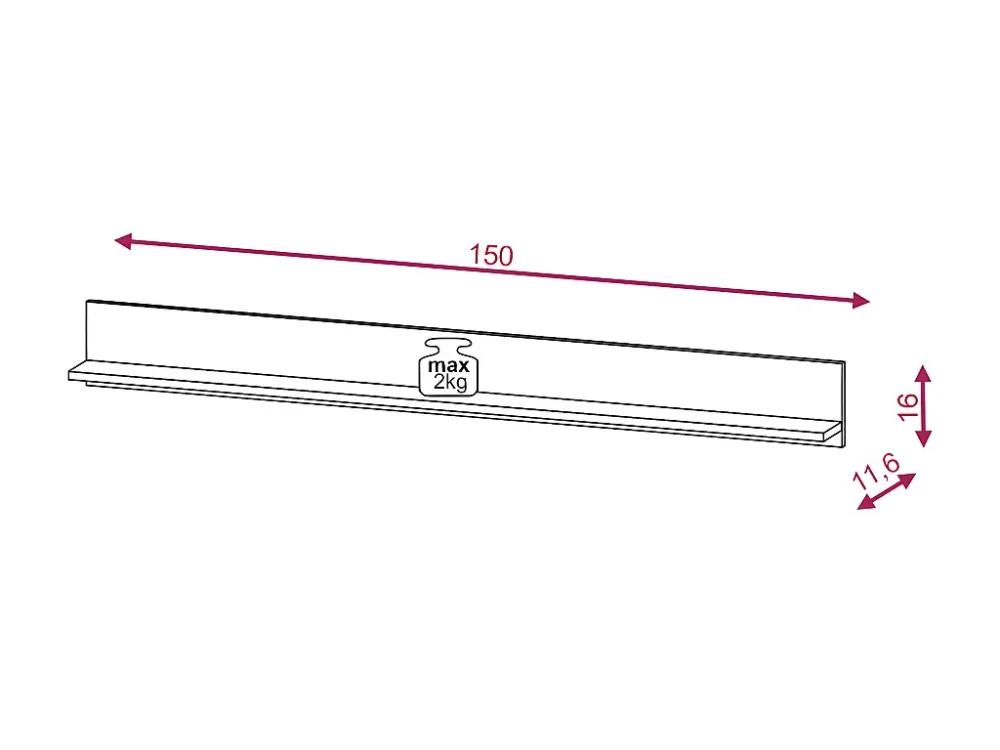 Wandrek DIAMO WS150 1S 150x12x16 Wit