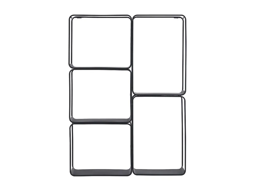 Wandrek met 5 plankjes - Metaal - Zwart - ASUNTA