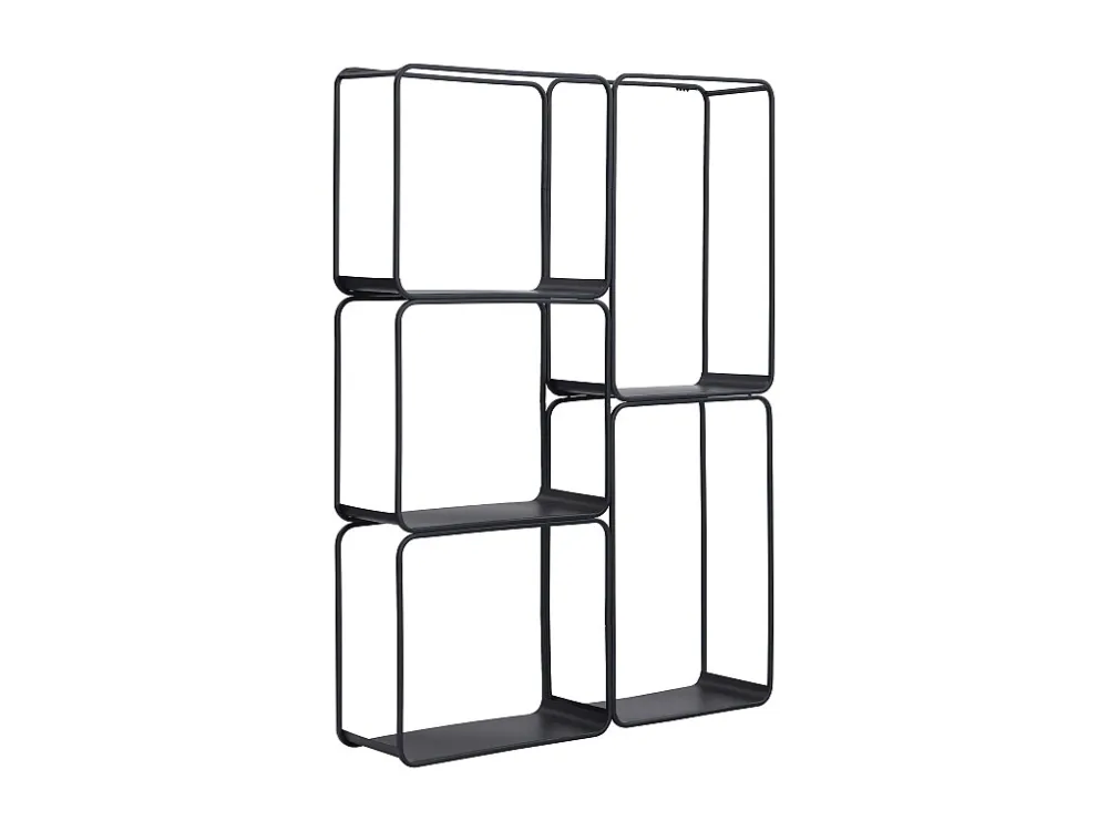 Wandrek met 5 plankjes - Metaal - Zwart - ASUNTA