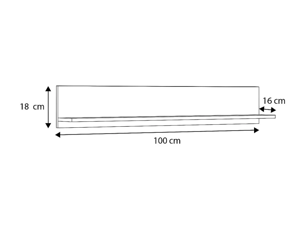 Wandrek SHELF WS100 1S 100x16x18 Wit