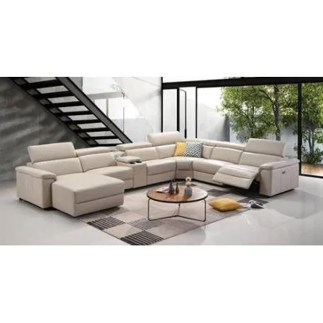 2BM - Hoeksalon Anna - Links - Leder - Ivory kleur - 170x390x310cm
