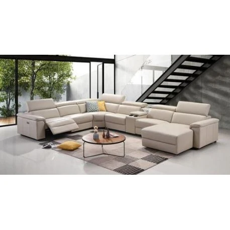 2BM - Hoeksalon Anna - Rechts - Leder - Ivory kleur - 310x390x170cm
