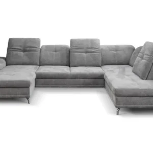 2BM - Hoeksalon Fox - Grijze Stof – Links - Bedfunctie – Opbergruimte – 345 x 220 x 170 cm