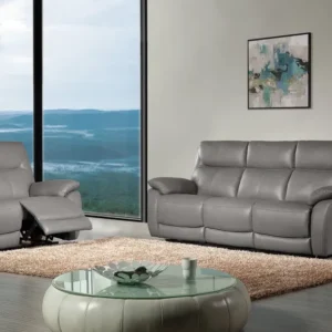 2BM - Salon Manerba - 3+2-zit - 2 relaxen - Leder - Taupe - 157/215x95x90cm