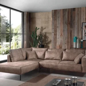 MLM - Hoeksalon Kobe - Links - Stof - Bruin - 222x92x272cm Alcos
