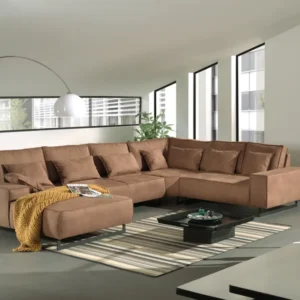 MLM - Hoeksalon Natalie - Links - Stof - Cognac - 192x373x265cm Alcos