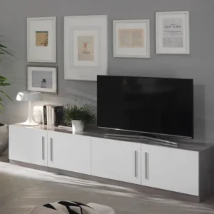 MLM - TV-Meubel Greta - Hoogglans - Wit/Beton - 208x45x47cm Alcos