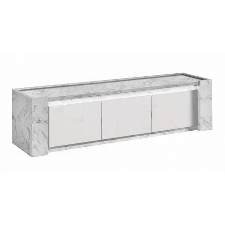 MLM - TV-Meubel Vittoria - Hoogglans - Wit/Marmer look - 195x50x50cm Alcos