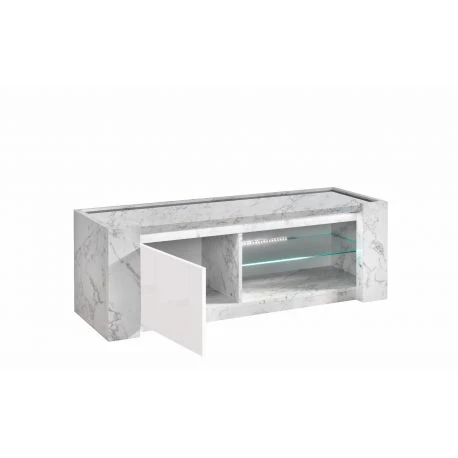 MLM - TV-Meubel Vittoria - Hoogglans - Wit/Marmer look - 150x50x50cm Alcos