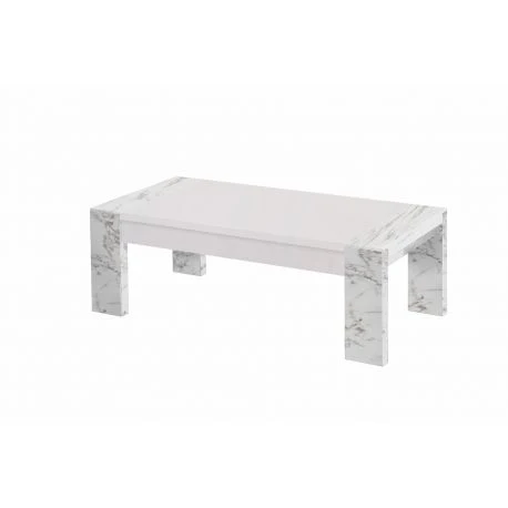Salontafel Vittoria - Hoogglans - Wit/Marmer - 130x42x66cm Alcos