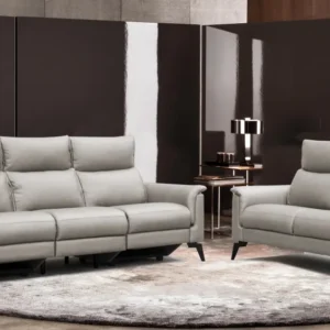 Altoni - Salon Borea 3+2 - 2 relaxen - Leder - Grijs - 160/220x102x98cm