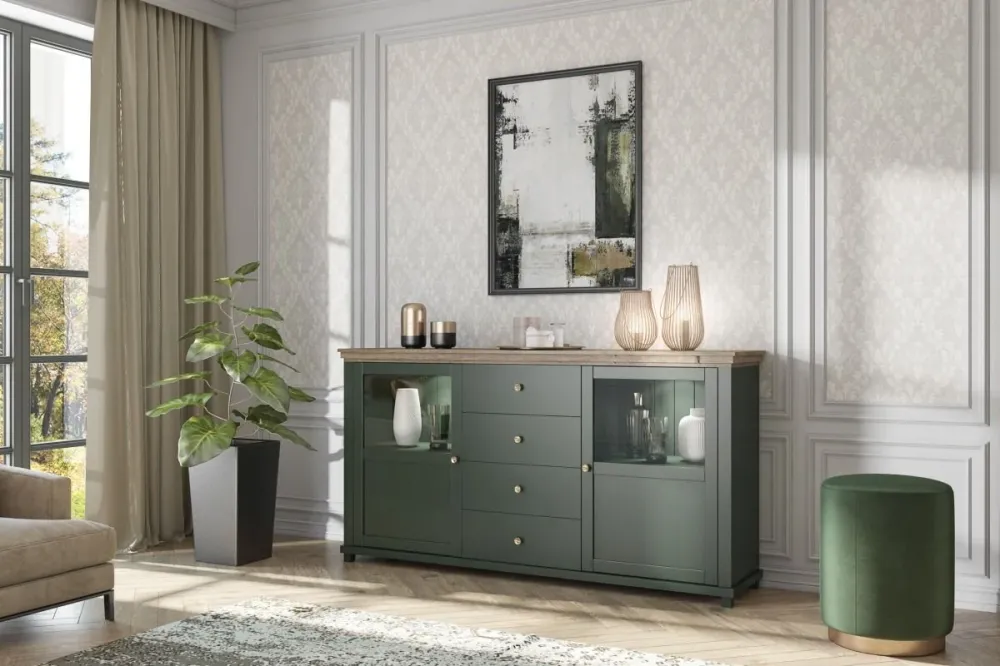 Dressoir Evora 2D4S - Groen - 181x93x42cm Helvetia