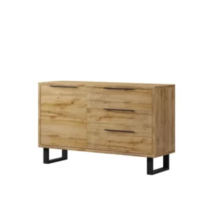 Dressoir Halle - Eik/Zwart - Twee afmetingen - 144/201x83x45cm Helvetia