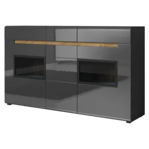 Dressoir Hektor - Wit/Grijs/Eik - Twee kleuren - 137x92x39cm Helvetia