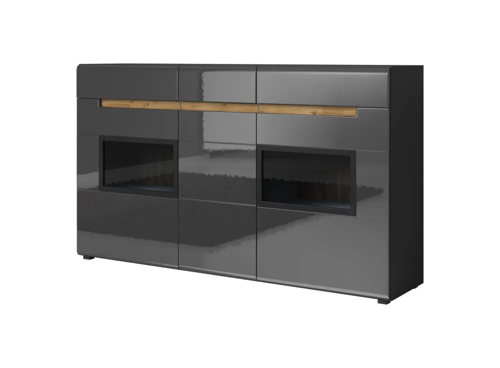 Dressoir Hektor - Wit/Grijs/Eik - Twee kleuren - 137x92x39cm Helvetia