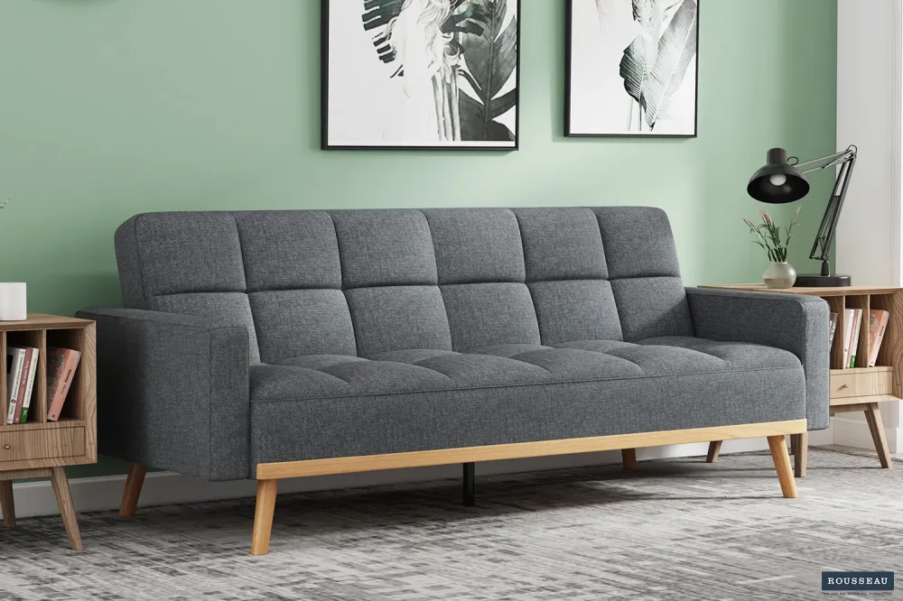 Rousseau - Slaapbank Adana - Stof Donkergrijs – 214x84cm
