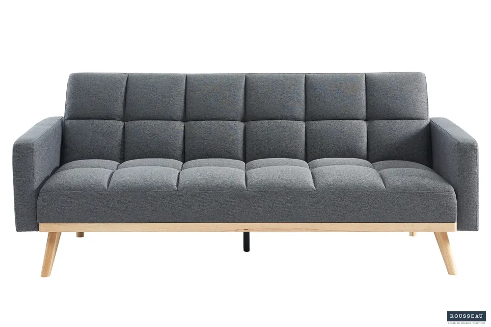 Rousseau - Slaapbank Adana - Stof Donkergrijs – 214x84cm