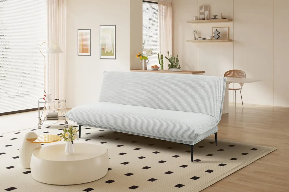 Rousseau - Zetelbed Alisa Corduroy Lichtgrijs - 82.5x190x81.5 cm