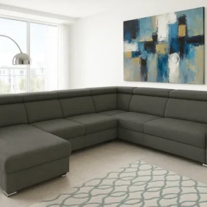 2BM – Hoeksalon Clara – Links - Opbergruimte – Bedfunctie – Grijze microvezel – 170x338x261cm vendor-unknown